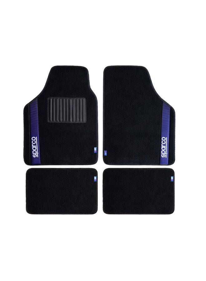 Sparco Carpet Car Mats Set, Black/Blue - Image 1